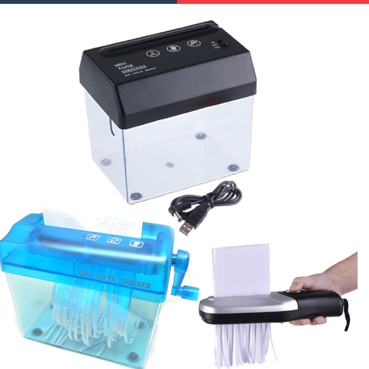 Mesin Alat Penghancur Kertas Paper Hand Shredder Manual dan Elektrik Compact Size Pemotong Kertas