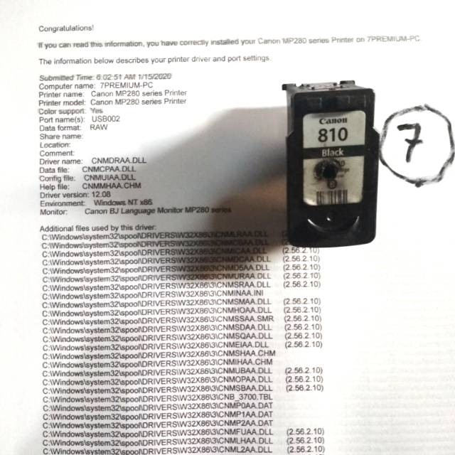 Catridge Tinta canon pg810 Black hitam 810 ip2770 MP258 Mp276 mp287 Mp486 mp496 bekas isi tinta