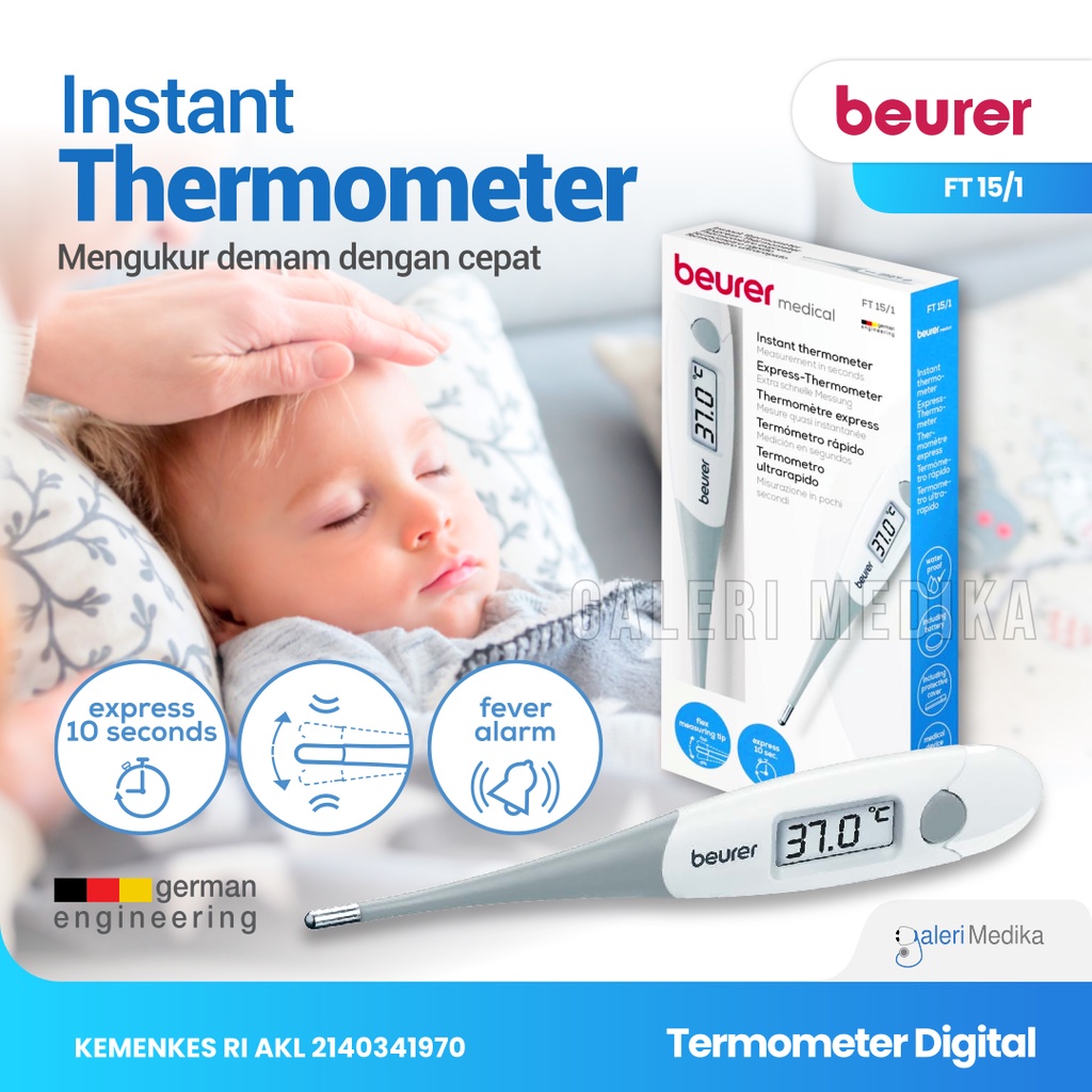 Termometer Digital Beurer FT 15 / FT-15 / FT15 - Termometer Bayi Anak dan Dewasa Keluar Hasil Dalam 10 Detik