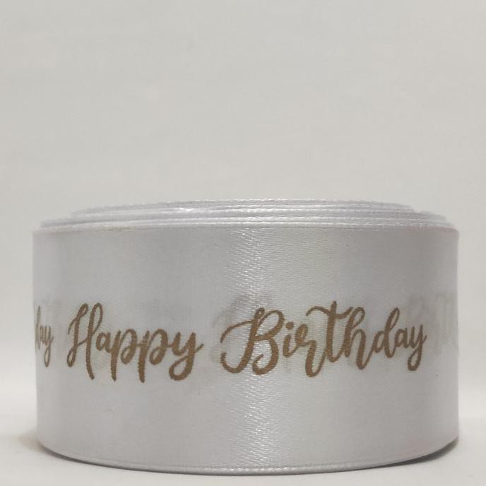 

Monggo] Pita Satin Happy Birthday 1.5 In (3.8 Cm) - Ivory