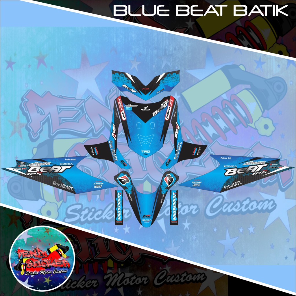DECAL STICKER HONDA BEAT KARBU BATIK BIRU