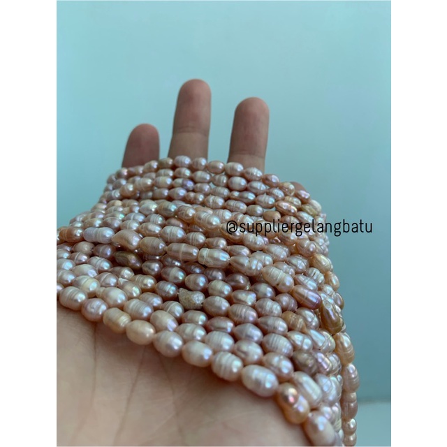 Bahan Mutiara Air Tawar Barok LAVENDER 4 x 6mm oval fresh water pearl