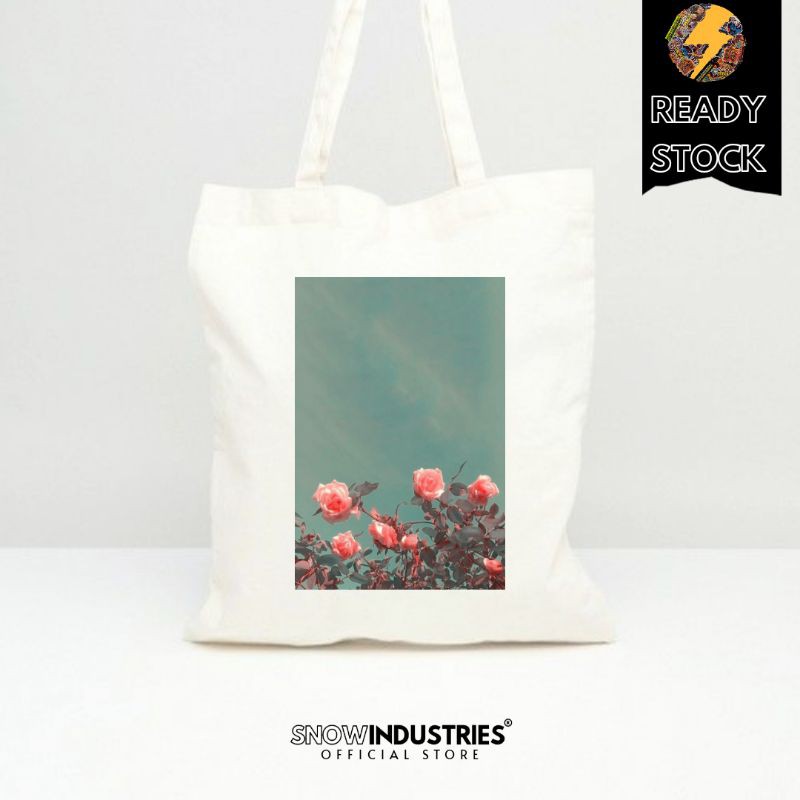 Tote Bag Wanita Pria Kanvas Premium Aisthetic Flower