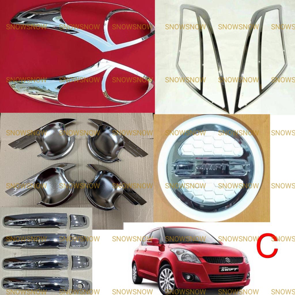 Paket Garnish Lampu Depan Belakang  Outer Handle Tank Cover All New Swift 2012 2015 UP Sporty Chrome