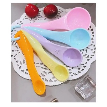 Sendok Takar Set 5 in 1 Warna Pastel Ukuran Kue Air Bumbu Dapur Sendok Set Takaran Termurah