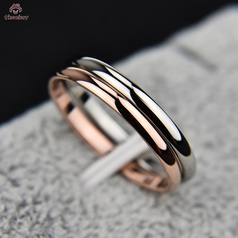 【READY】Cincin Pertunangan / Pernikahan Bahan Titanium Steel Lapis Silver Rose Gold