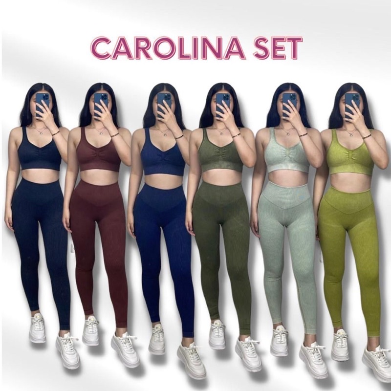 CAROLINA SET SPORT BRA + LEGGING BOOTY LIFTING / SETELAN OLAHRAGA WANITA