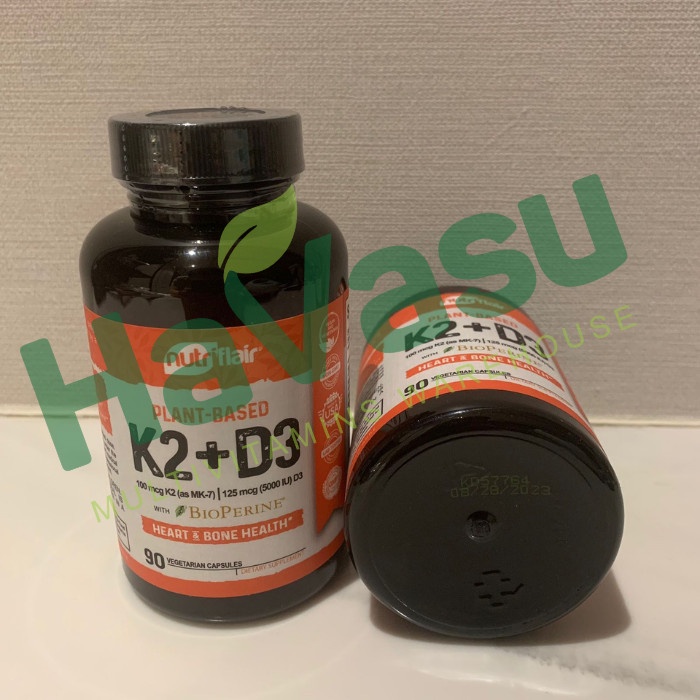 NutriFlair K2 (MK7) D3 5000 IU BioPerine untuk kesehatan Tulang Immune Darah Tinggi