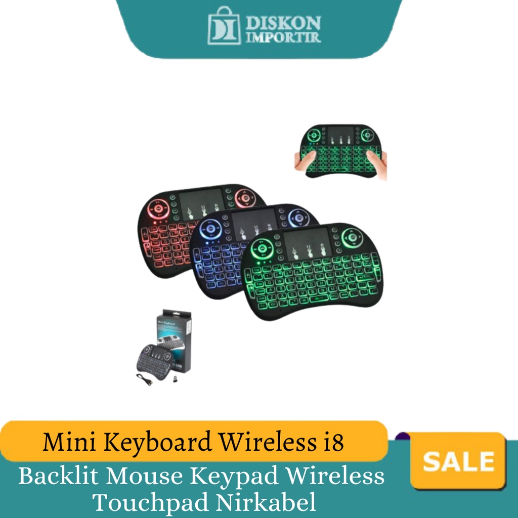 Mini Keyboard Taffware Air Mouse Wireless Mini Toucpad RGB 2.4GHz Touch Pad - I8 Keyboard Android TV BOX