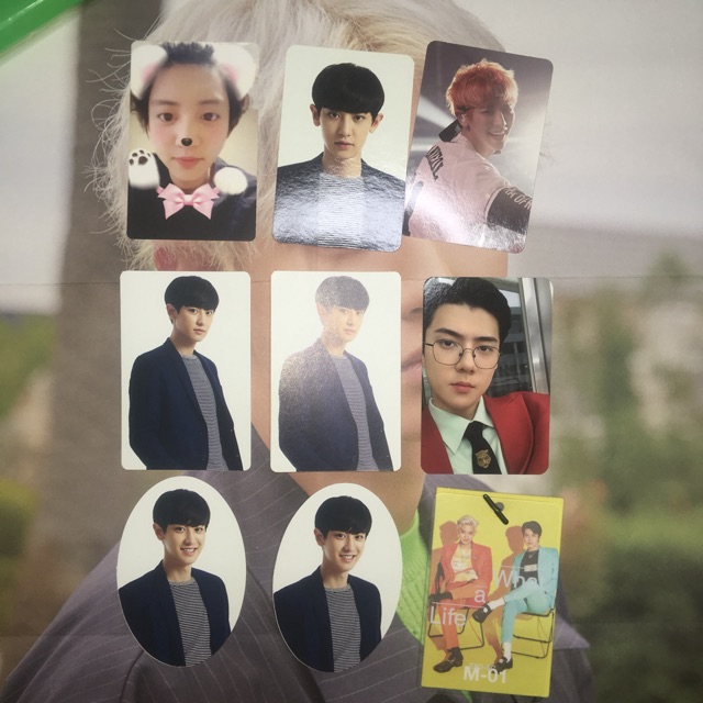 EXO - SEHUN CHANYEOL OFFICIAL PHOTOCARD WHAT A LIFE 5th ANNIVERSARY DEBUT STICKER MINISO FIGURE