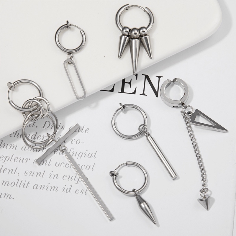 1pc Anting Tusuk Gantung Asimetris Desain Rantai Rumbai Untuk Wanita