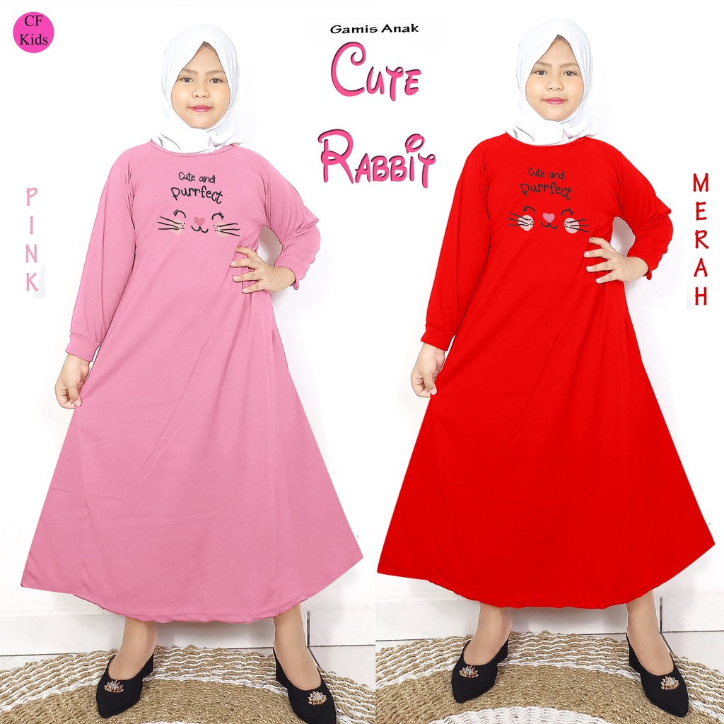 Gamis Anak Perempuan DTF Cute Rabbit CF Kids