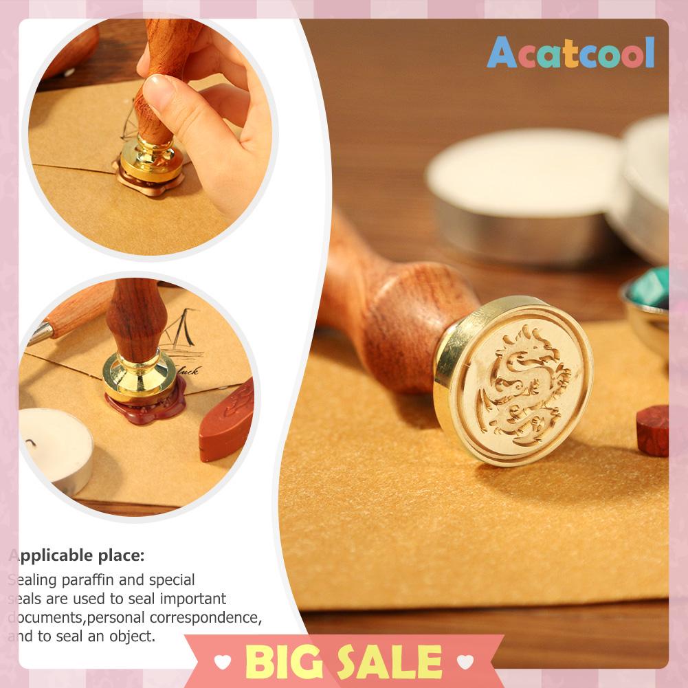 Stempel Segel Lilin Motif Hewan Gaya Retro Dengan Gagang Kayu