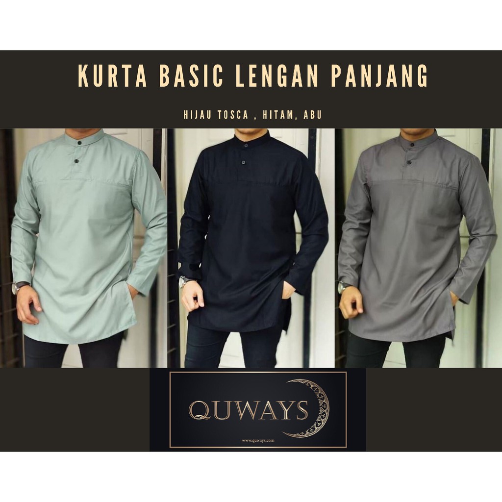 Baju Kurta Basic Quways Lengan Panjang Premium Quality Bisa COD