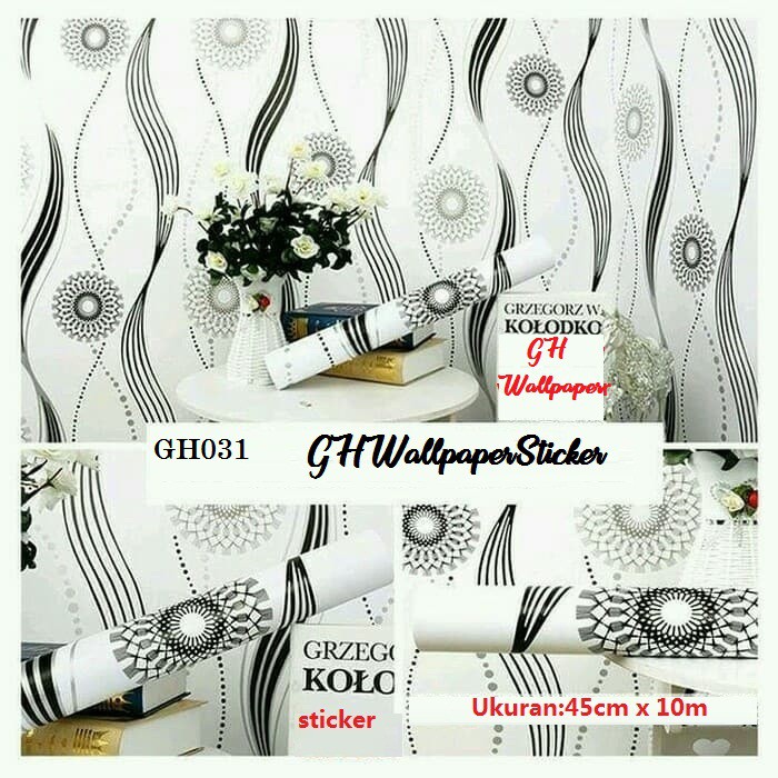 Wallpaper Stiker Murah Motif Gelombang Hitam Putih Wallstiker Hias Rumah