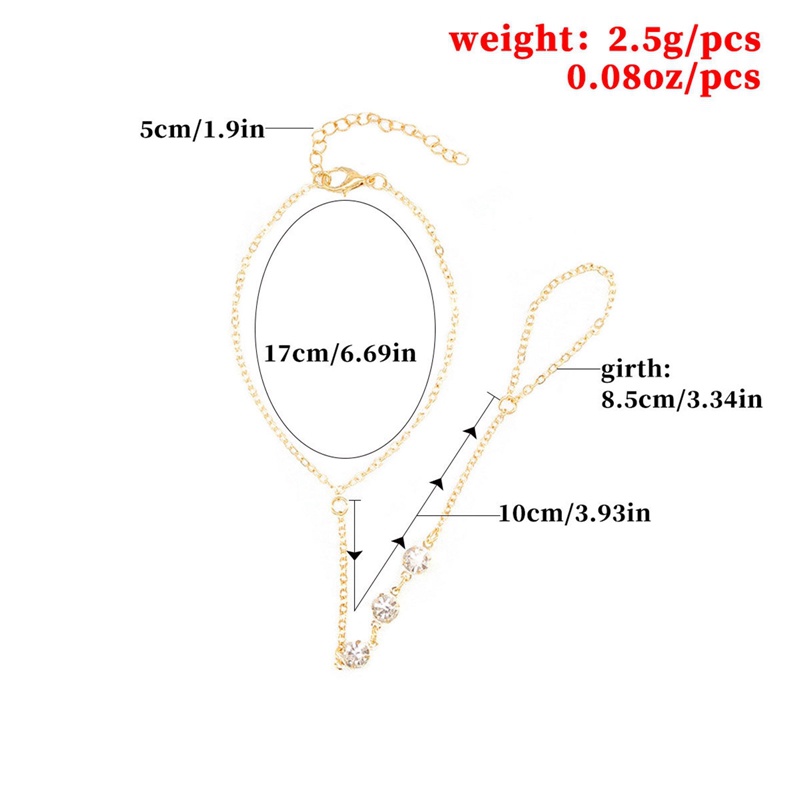 Gelang Rantai Sambung Cincin Hias Kristalberlian Imitasi Gaya Vintagebohomewah Untuk Wanita