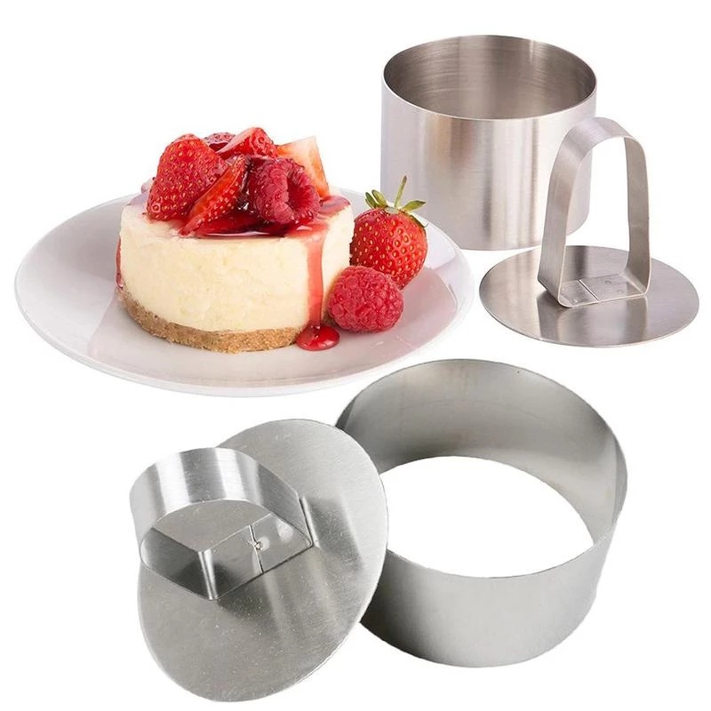 Cetakan Kue Mousse / Dessert Bentuk Kotak / Hati / Bunga / Bulat Bahan Stainless Steel