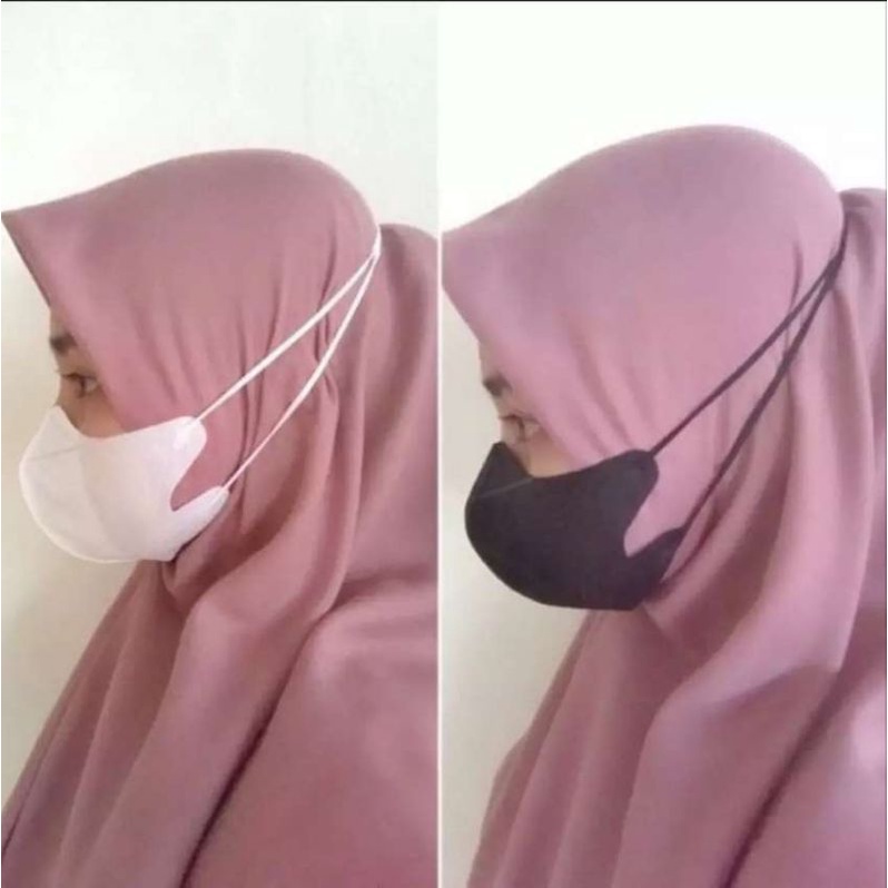 Masker Duckbill Garis Hijab Hitam Putih Model Sensi isi 25 Pcs 25Pcs