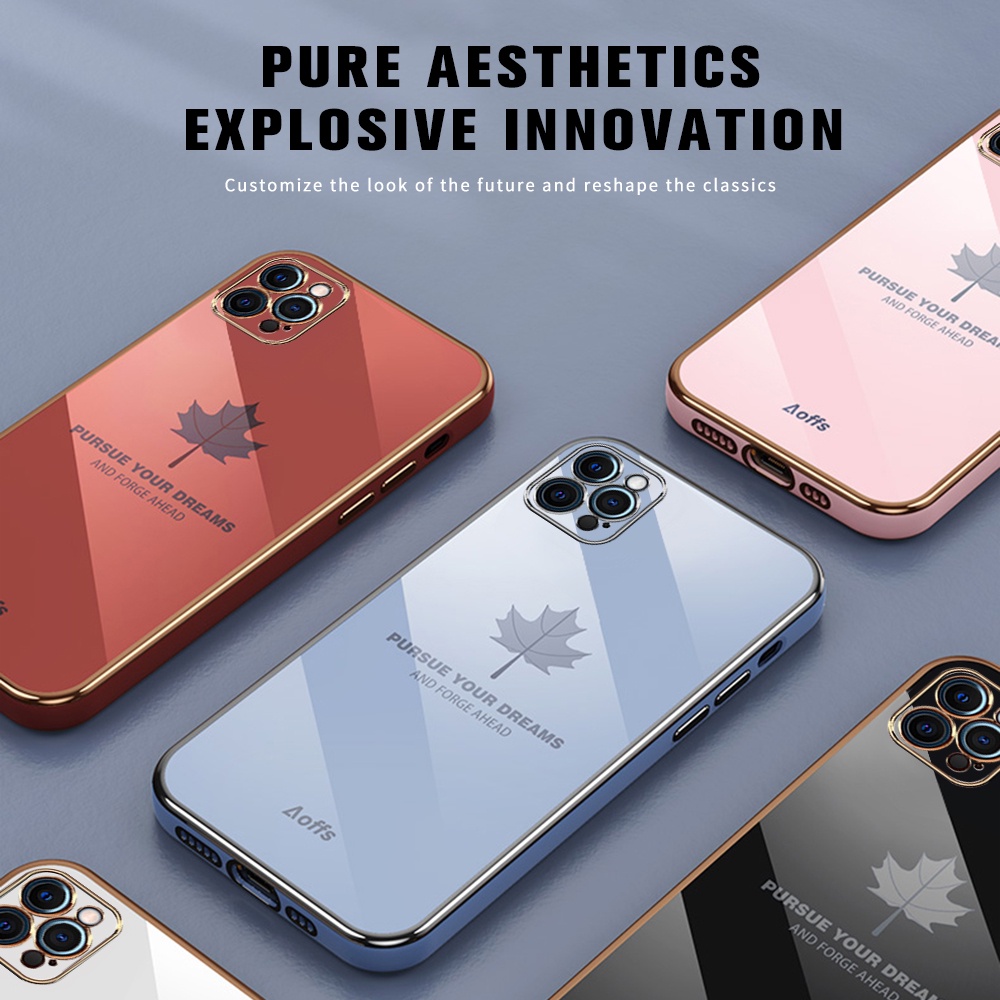 Case Anti Jatuh Motif Daun Maple Untuk iPhone 11 Pro MAX 12 Pro MAX X XR XS MAX 7 Plus 8 Plus