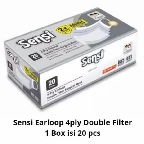 Sensi Mask 4-ply Double Filter Surgical 20's Earloop