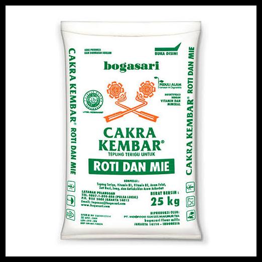 

Tepung Terigu Cakra Kembar 25Kg Karung 25 Kg Bogasari Ready