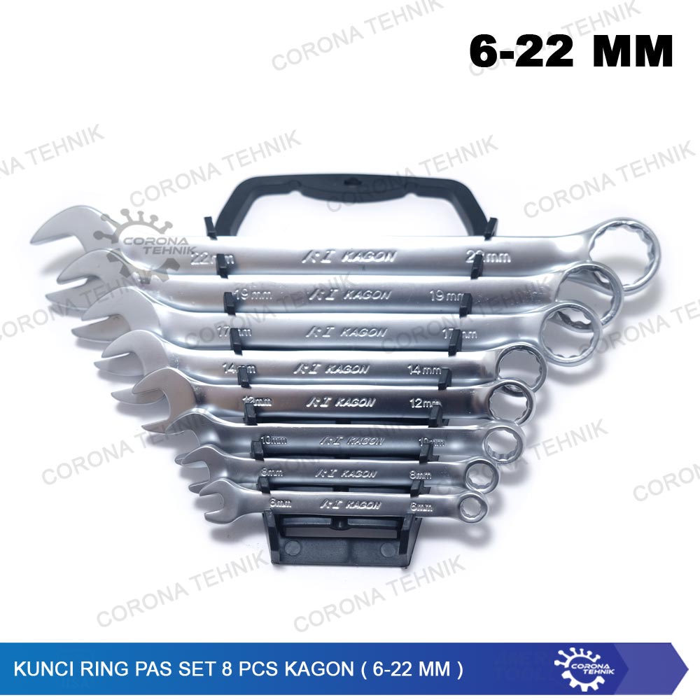 Kagon 6-22 mm - Kunci Ring Pas Set 8 Pcs