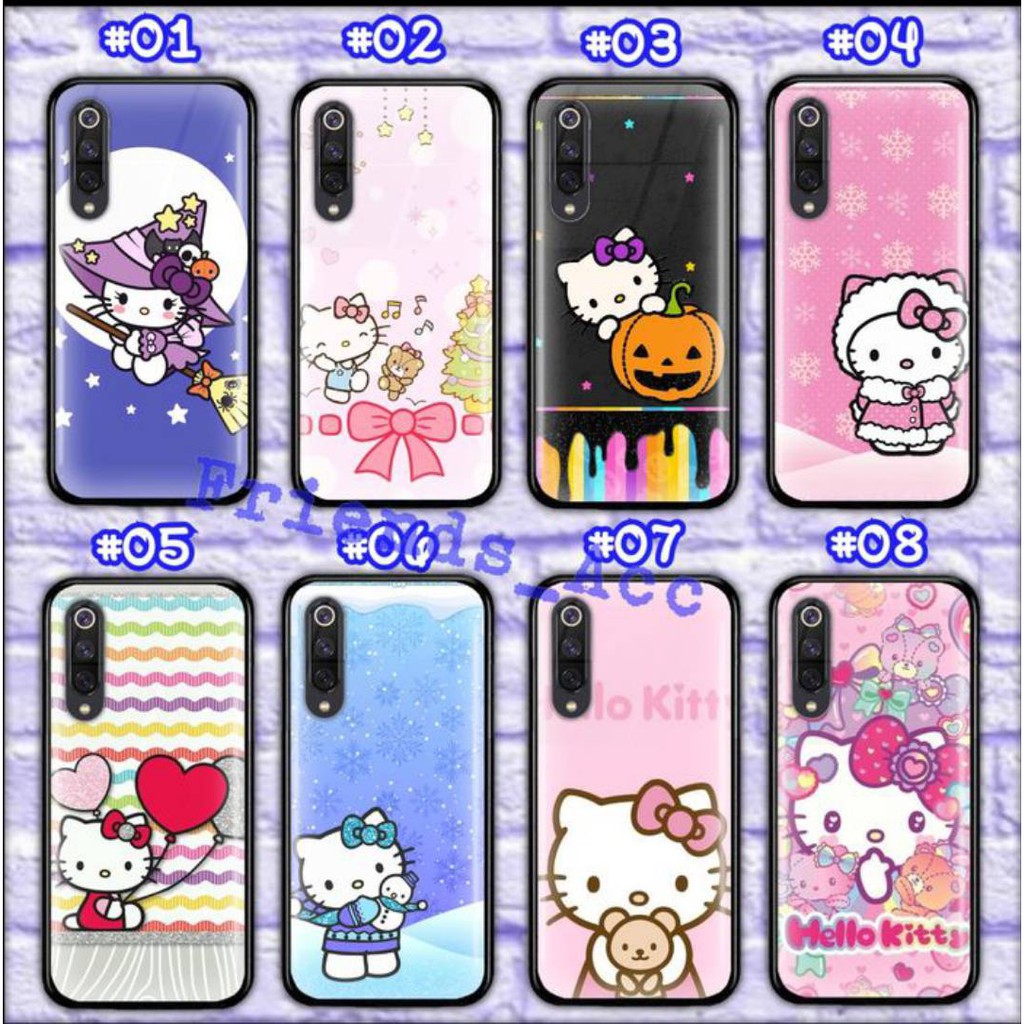VIVO Y71 , Y81 / Y83 , Y12 , Y15 , Y17 PREMIUM CASE CASING GLASS MOTIF HELLO KITTY