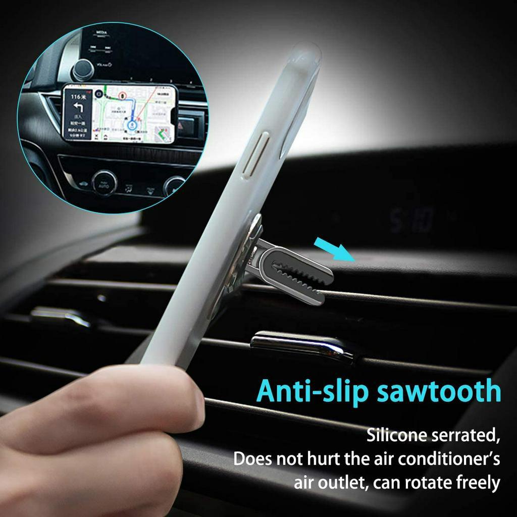 Phone Ring Holder, 2 in 1 Air Vent Car Phone Mount 360° Rotation Metal Finger Ring Grip Stand Cell Phone Holder for Car