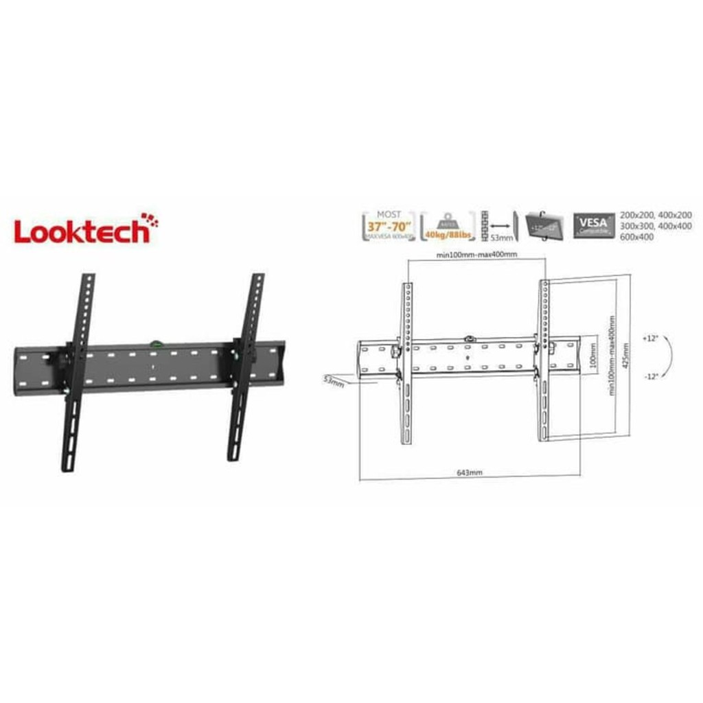 Bracket LED TV 60&quot; s/d 70&quot; Built In Water Pass looktech 70T