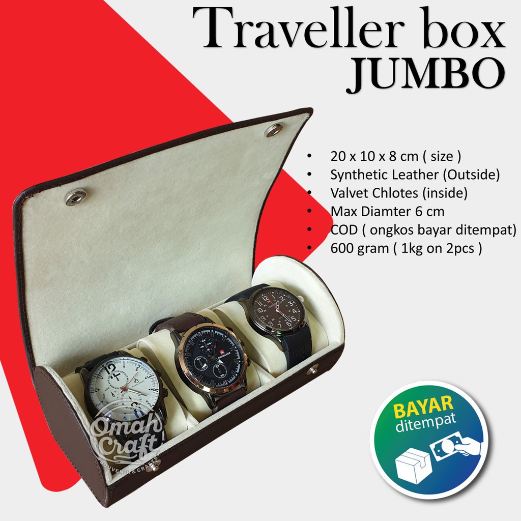 PROMO TERMURAH - Traveller Watch Box Tube isi 3 JUMBO  / Kotak Jam Tangan / Box Jam Tangan