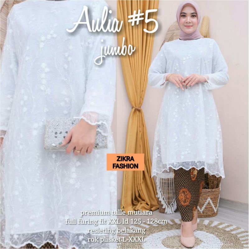 AULIA#5 baju atasan tunik brokat tile bordir super jumbo big size top