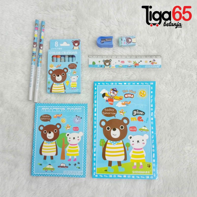 365 Buku &amp; Alat Tulis / STATIONARY SET #40274 Alat Tulis Gambar Karakter Fancy  Pouch Mika