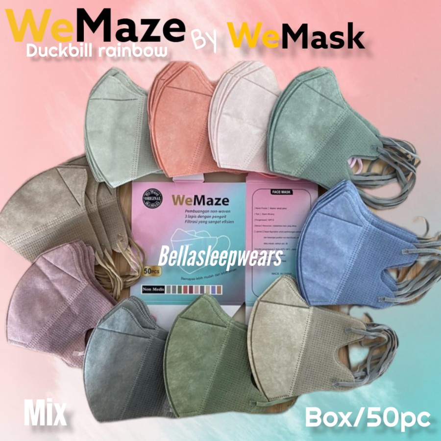 MASKER DUCKBILL FACE MASK PER BOX ISI 50 MASKER DUCKBILL MURAH ADULT FACE MASK WEMAZE QUEEN VIPO YB - BOX HITAM MURAH TERMURAH