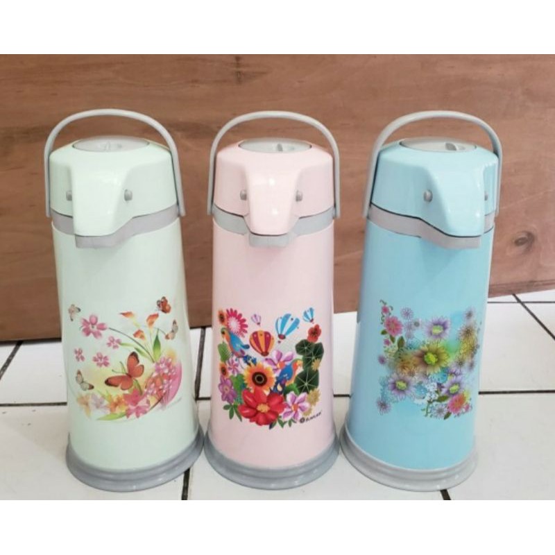Sunflask Thermos , Vacuum , Vacum , Vakum  , Air Panas 2.5 Liter , Termos pencet Plastik,