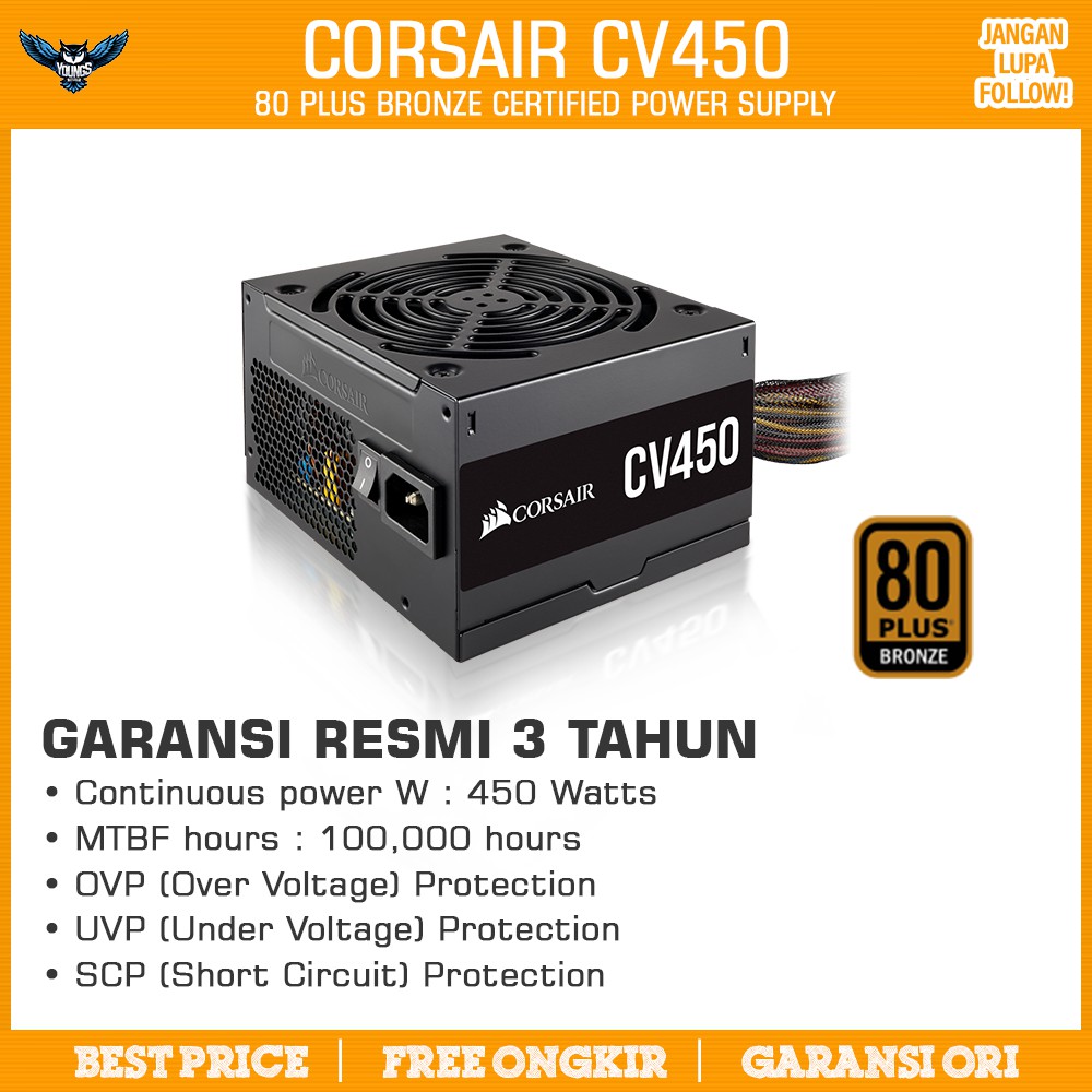 PSU CORSAIR 450W CV450 80+ BRONZE POWER SUPPLY