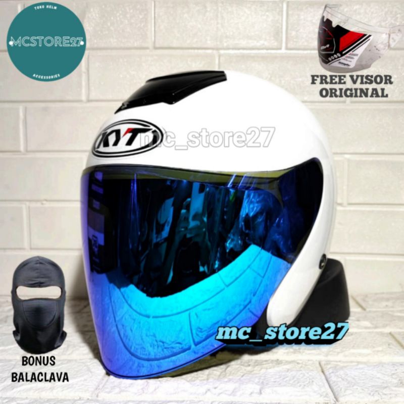 HELM KYOTO PUTIH REPLICA | MERK DYR | CUSTOM STICKER KAYETE | HELM HALF FACE