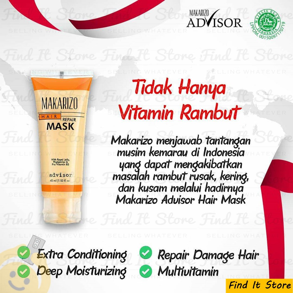 Makarizo Advisor Hair Repair Mask 15ml 45ml Sachet Tube Masker Perawatan Rambut