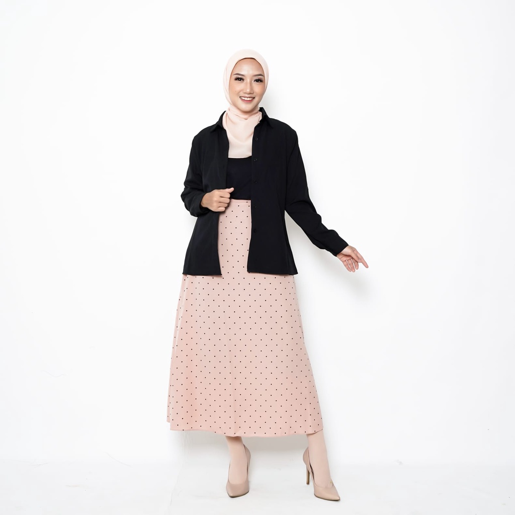 rok polka L-XL-XXL/rok panjang wanita bermotif polkadot kecil