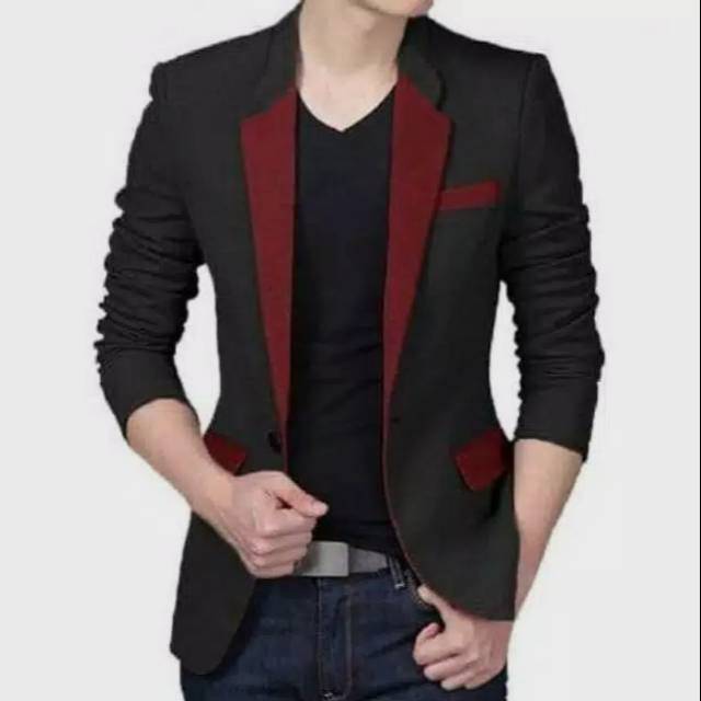 Jas Blazer Hitam Merah Maroon