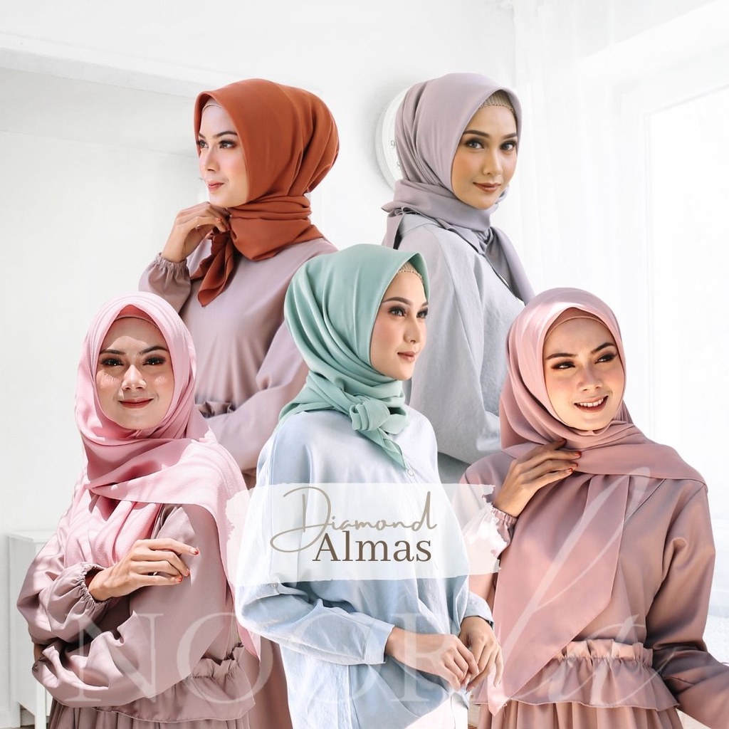 NOORLA - HIJAB SEGIEMPAT DIAMOND ALMAS / JILBAB SEGI EMPAT DIAMOND / KERUDUNG DIAMOND PREMIUM