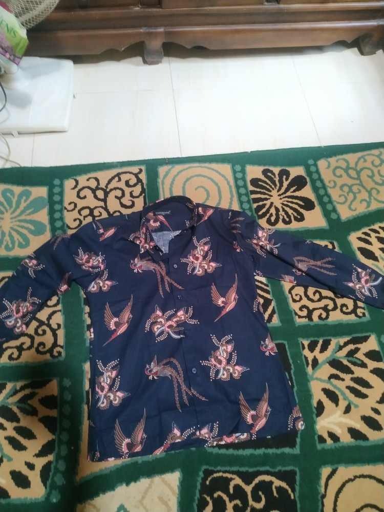 Kemeja Batik Pria Lengan Panjang Bl77 Katun Motif Modern Dixmont Semi Slimfit
