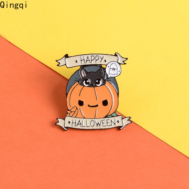 Bros Pin Enamel Desain Labu Penyihir Hantu Halloween