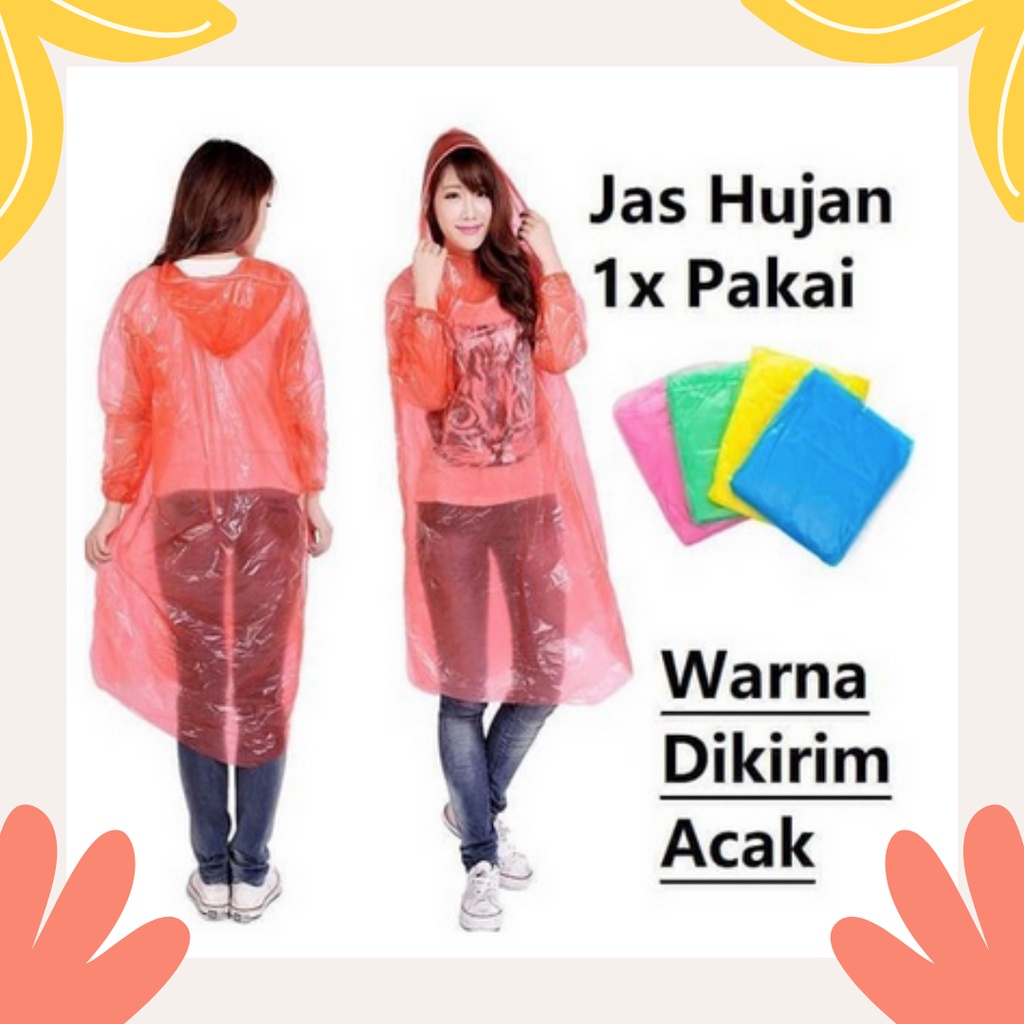 Jas Hujan Plastik Transparan Sekali Pakai Tahan Basah Anti Air Raincoat Import Grosir Murah