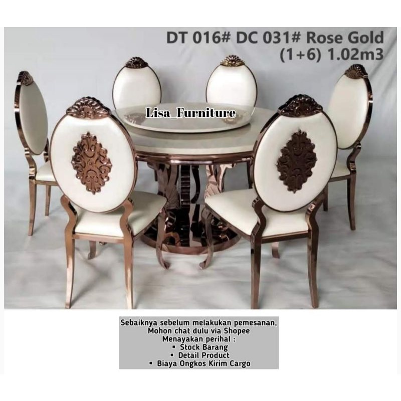 Meja Makan|Meja Makan Marmer Bulet|Meja Makan Marmer Bundar|Meja Makan Marmer 6 Kursi Import|Meja Ma