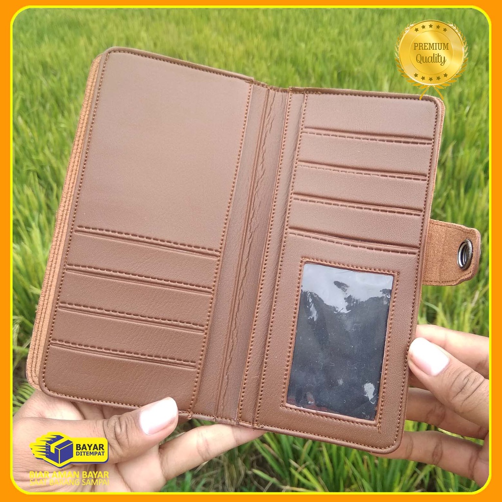 AMT Fashion Dompet panjang kancing grosir Bahan Kulit sintetik