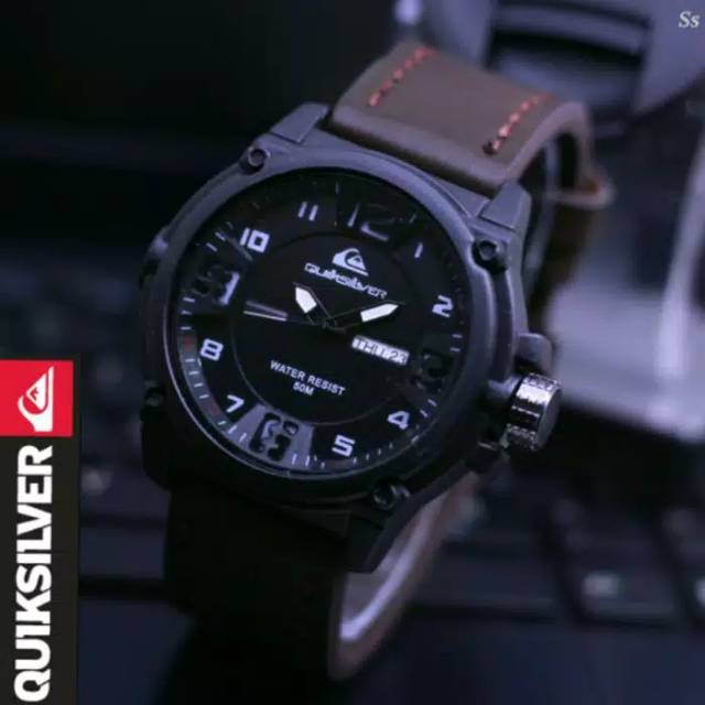 JAM TANGAN QUIXSILVER PRIA TANGGAL AKTIF TALI KULIT