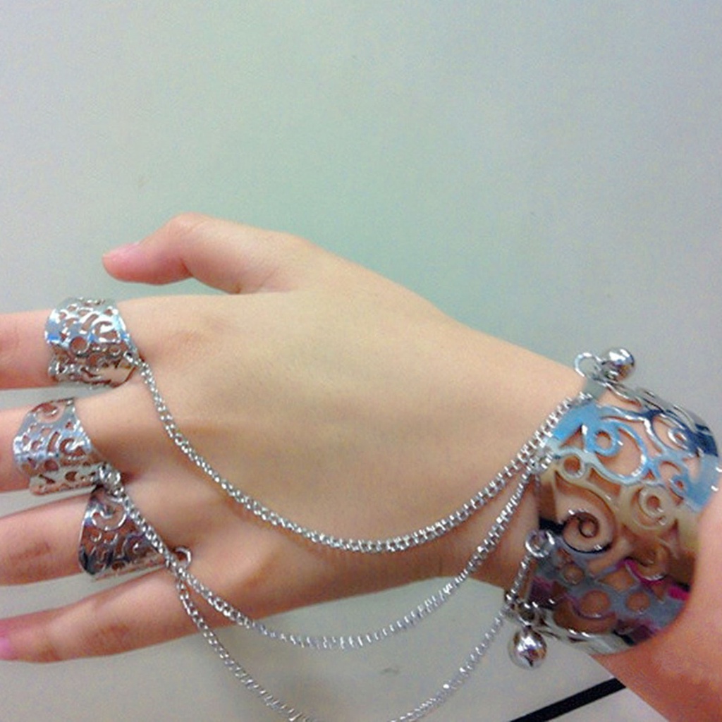 Hu Hu Hu Hu Hu Alat Bantu Pasang Kacamata♡ Gelang Tangan Rantai Banyak Lapis Adjustable Motif Ukir Hollow Aksen Rumbai Untuk Wanita