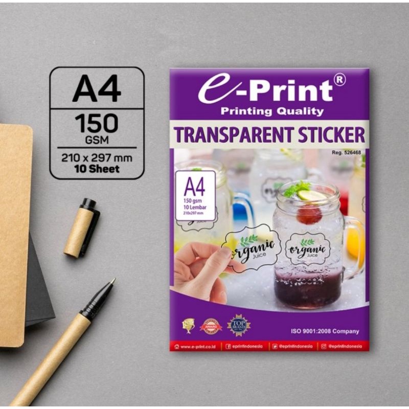 

Stiker Transparan E-Print Transparent Sticker A4 150gsm 10lembar