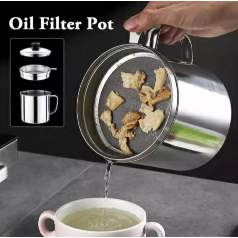 Oil Filter Pot Mug Saring Minyak Stainless Steel