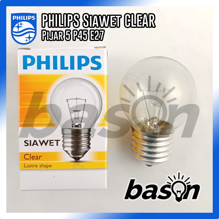 PHILIPS SIAWET Clear 15W E27 220-240V P45 - Lampu Pijar